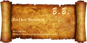 Balko Botond névjegykártya